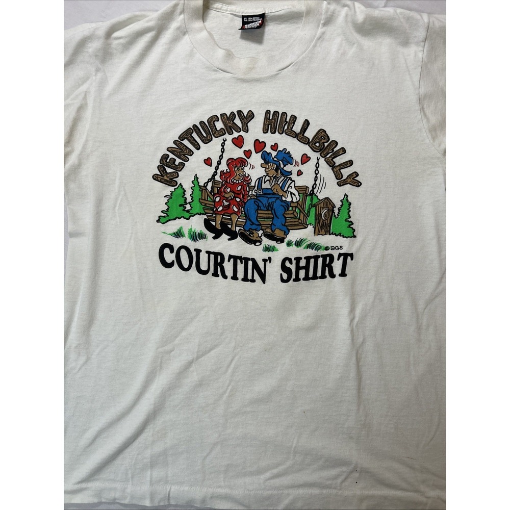 Vintage T Shirt Men's Size XL Kentucky Hillbilly Single Stitch Made In USA White